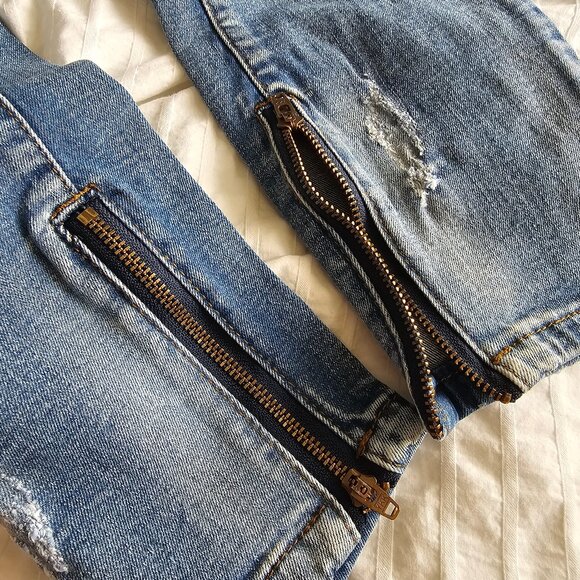 One Teaspoon Freebirds II Low-rise Distressed Skinny Jeans - Blue Blonde - Sz 26 - Picture 9 of 14